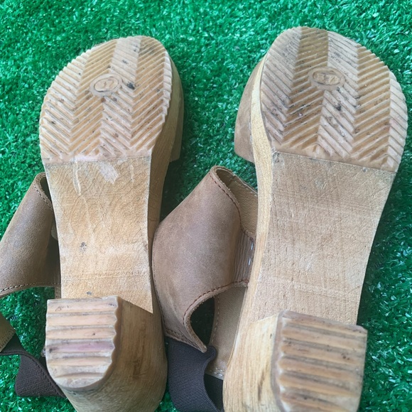 Nina Z size 37 tan leather wooden heels made in Sweden - Picture 5 of 5
